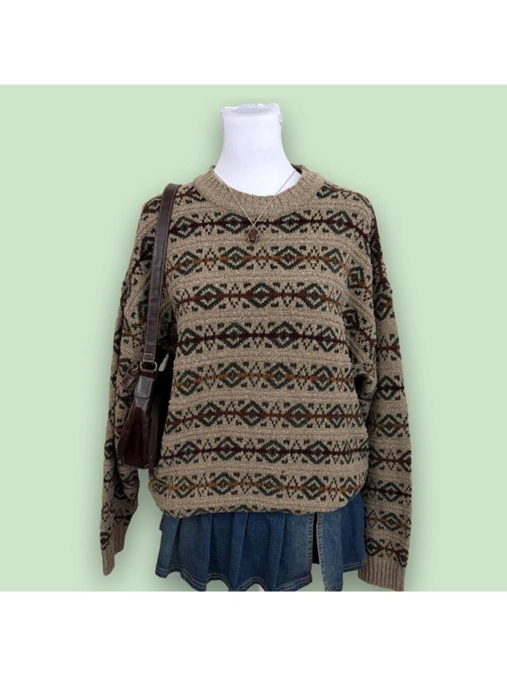 90s striped geometric granola girl sweater